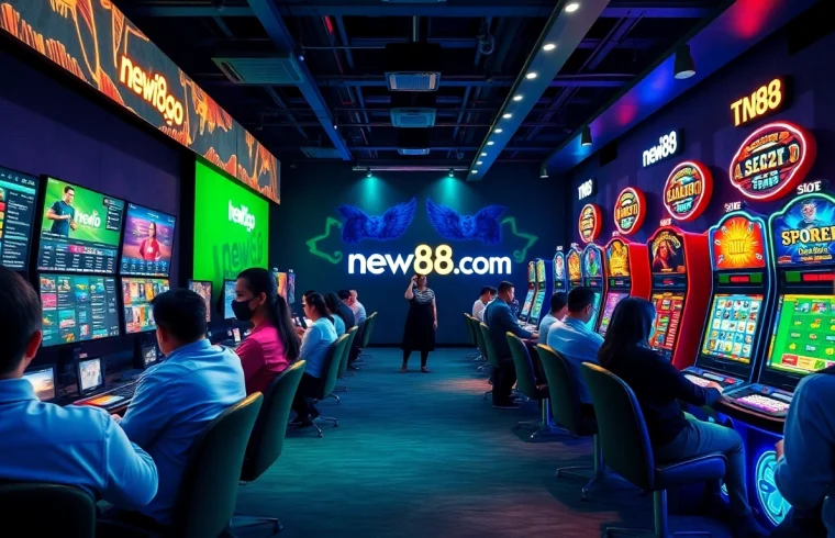 Exciting online gaming scene representing new88go.com with dynamic players engaged in betting activities.