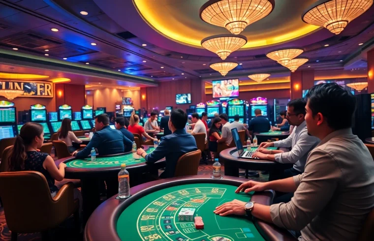 Exciting online betting experience at m88.com.mx with diverse players in a vibrant casino scene.