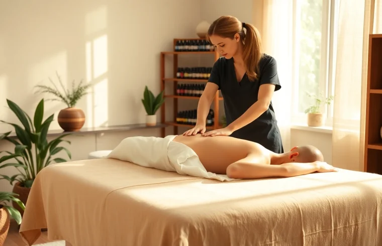 Deep tissue massage therapy session showcasing a serene environment and skilled hands.